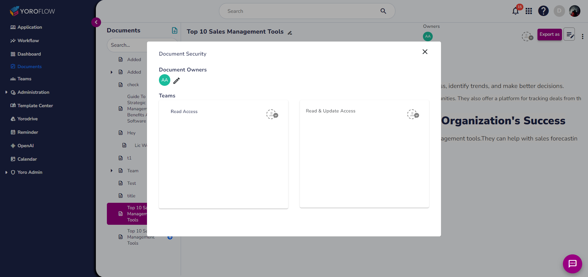 Share Incontrol Access Share with Team/Individual- Features - Yoroflow