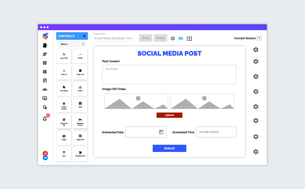 Social Media Post Scheduler Form Templates Yoroforms Yoroflow